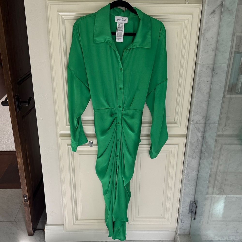 Joseph RIBKOFF Apple Green Button-Front Twist Midi Dress Easter Dress